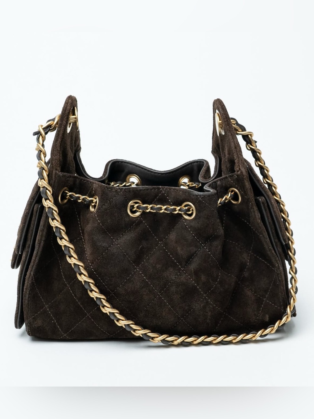 *RARE* Chanel 25 Mini Dark Brown Suede Calfskin Gold Hardware - Full Set - Picture 3 of 17
